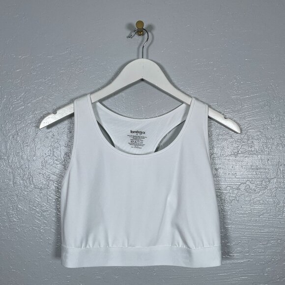 TomboyX Women XL White Racerback Compression Top Medium Support Lined Bra - Picture 1 of 6